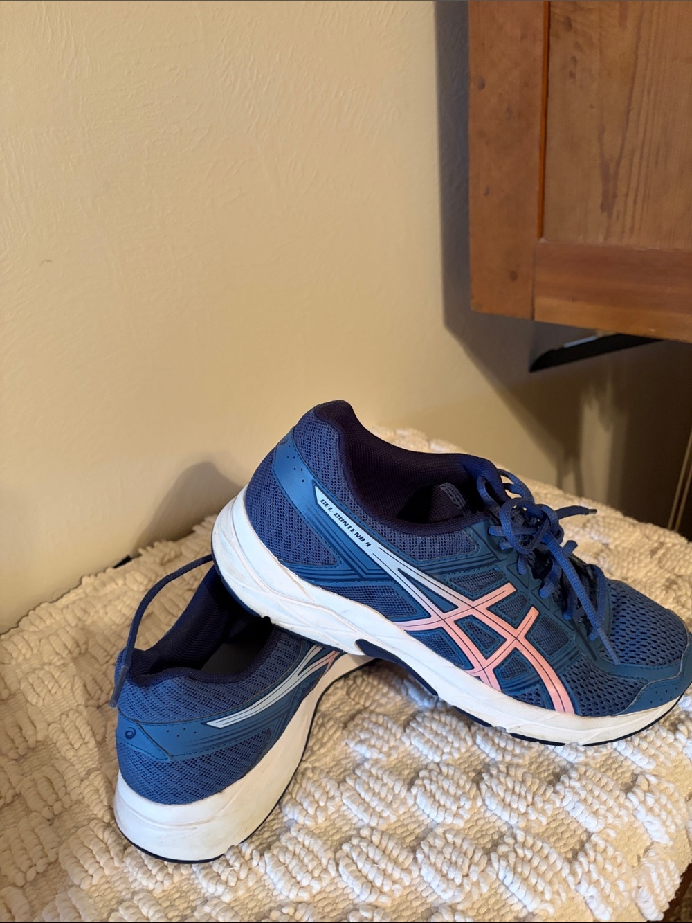 Asics Women's Navy and Pink Athletic Running Shoes